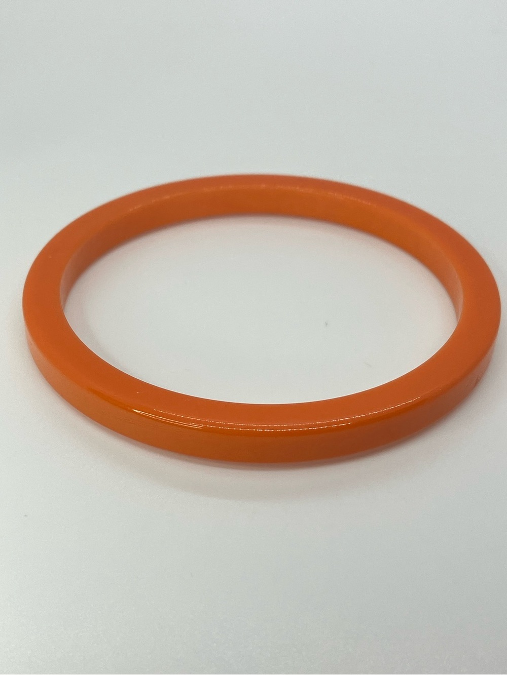 Vtg Orange Bakelite / Catalin Stacker Bangle Round w Squared Side Profile